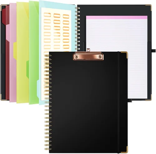 Vista 14 de Ospelelf Portapapeles con almacenamiento de 8.5 x 11, organizador de padfolio, cartera en espiral, tamaño carta con bloc de notas, soporte