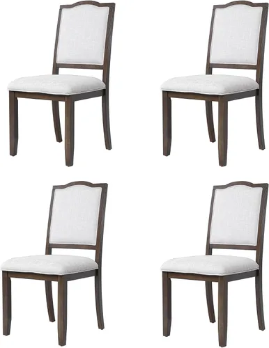 Vista 5 de P PURLOVE Farmhouse - Juego de 4 sillas de comedor (beige y marrón)