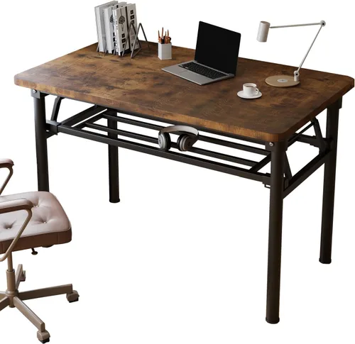 Vista 10 de Escritorio plegable, escritorio plegable de 31.5 pulgadas para espacios pequeños, escritorio plegable para computadora que ahorra espacio, diseño