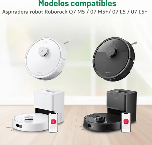 Vista 2 de Piezas de repuesto para Roborock Q7 M5/Q7 M5+/Q7 L5/Q7 L5+, 1 cepillo principal, 4 cepillos laterales, 4 filtros Hepa, 4 almohadillas de trapeador