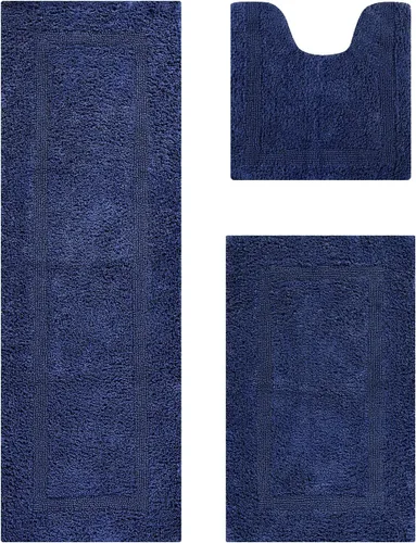 Vista 486 de Better Trends - Juego de 2 alfombras de baño 100% algodón, extra suaves, con borlas, de 17" x 24", alfombra de baño superabsorbente y reversible