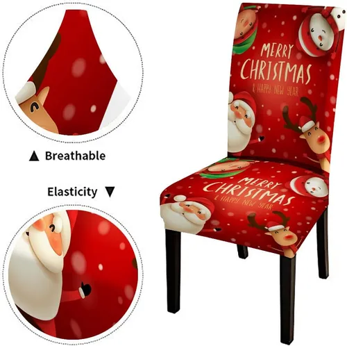 Vista 84 de CAPSCEOLL Christmas Dining Chair Covers,Snowflakes Festive Winter Pattern Stretch Chair Covers for Dining Room Set of 2 Washable Spandex Parson