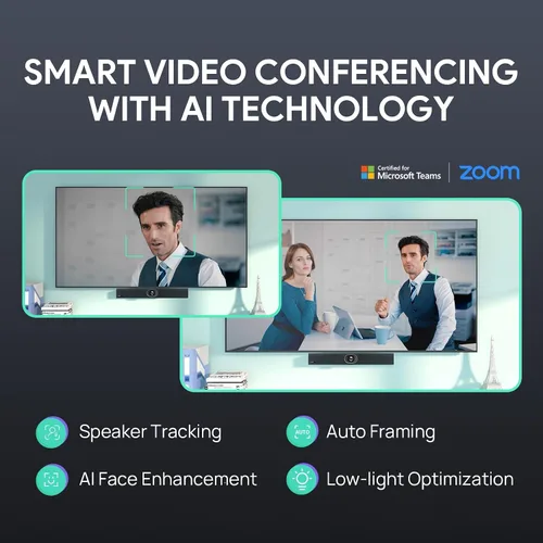 Vista 2 de Yealink UVC40-BYOD - Cámara de videoconferencia USB 4K 60FPS, certificado Teams Zoom, cámara web gran angular de 133° con 8 micrófonos y altavoces