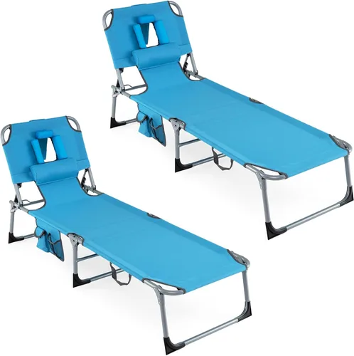 Vista 13 de COSTWAY Silla de salón plegable de playa, silla de bronceado con agujero para la cara, respaldo ajustable de 5 posiciones, almohada y bolsillo