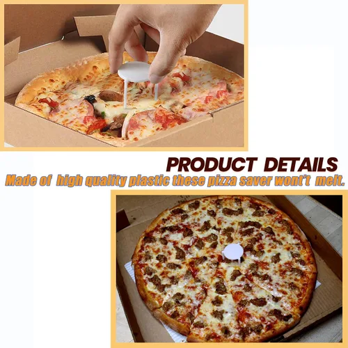 Vista 8 de Fit Meal Prep Paquete de 200 soportes para guardar pizza, trípode de plástico blanco para contenedores de restaurantes, cajas de catering y servicio