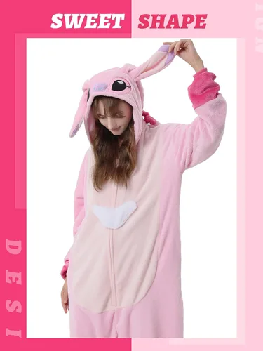 Vista 2 de QSTYLE Disfraz de animal para adultos, disfraz de Halloween, traje de cosplay de una pieza para mujeres y hombres
