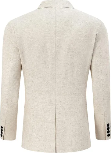 Vista 3 de TURETRENDY Abrigo deportivo casual para hombre, chaqueta de lino ligero, con un botón, traje de negocios, chaquetas elegantes para uso diario