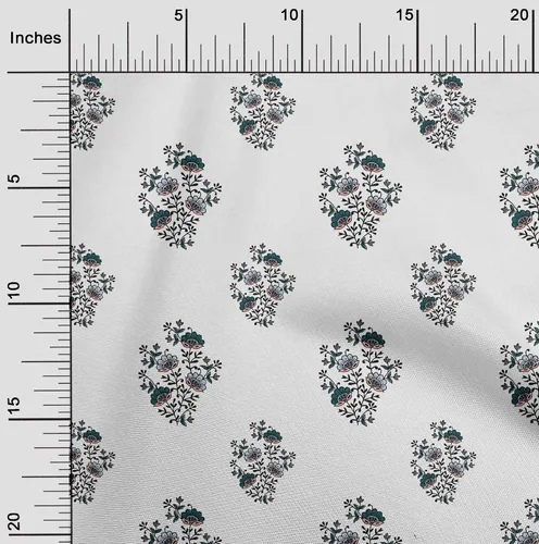 Vista 10 de Tela de poliéster oneOone de micro malla con hojas y estampado de bloques florales por Yardtwoinch de ancho
