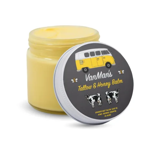 Vista 10 de Bálsamo de sebo de res y miel de Vanman - Hidratante facial de sebo con sebo de res alimentado con pasto para la piel y aceites esenciales, miel