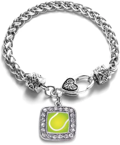 Vista 153 de Pulsera de dijes cuadrados de plata con joyería de circonita cúbica
