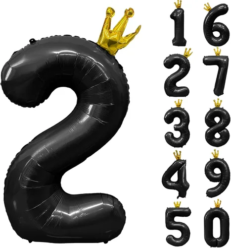 Vista 294 de Globos gigantes de helio de aluminio de 40 pulgadas, color negro, globos digitales grandes del número 0 para decoración de fiesta de cumpleaños