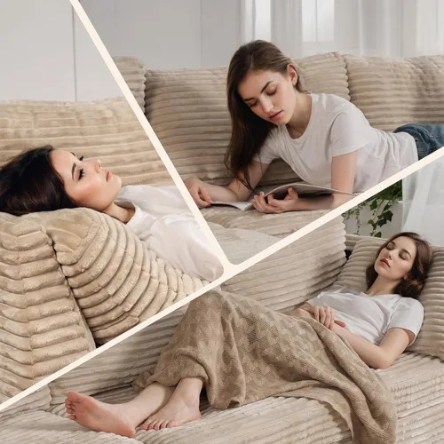 Vista 7 de Sofá Seccional Modular Sofá Nube - Sofás Seccionales Cómodos de Gran Tamaño en Forma de L para Sala de Estar, Sofá Cama Sleeper Convertible