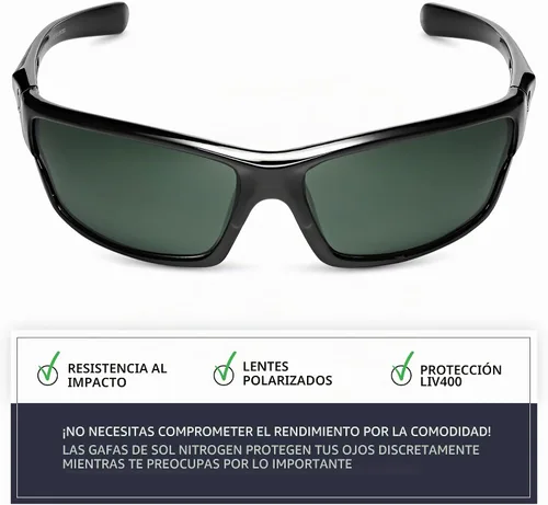 Vista 3 de Nitrogen Gafas de sol deportivas polarizadas envolventes para hombres y mujeres, UV400, para conducir, pescar, correr, gafas de sol