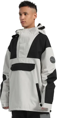 Vista 35 de GSOU SNOW Chaqueta de esquí para hombre, abrigo de nieve para snowboard, cálido, invierno, impermeable, con capucha