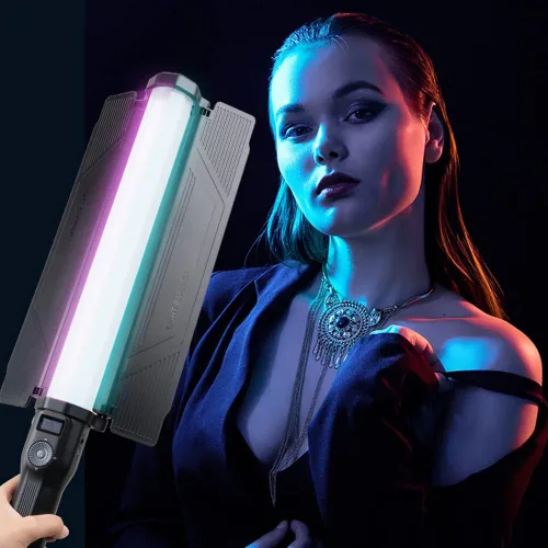 Vista 2 de VILTROX Kits de varita de iluminación de video de fotografía de 18 W con soporte de trípode de 79 pulgadas de alto, palo de fotografía, varita