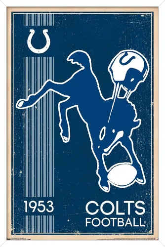 Vista 14 de Trends International NFL Indianapolis Colts - Retro Logo 14 Wall Poster, 14.725" x 22.375", Barnwood Framed Version