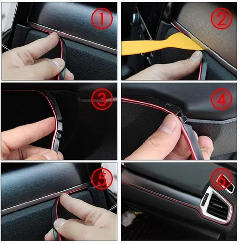 Vista 2 de MASO Ajuste que moldea interior del coche, decoración universal que raya la cinta 10M azul ABS 3D tira con herramienta