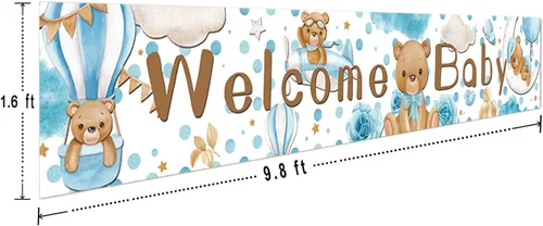 Vista 2 de Cartel grande azul de bienvenida para baby shower, suministros de decoración de fiesta de revelación de género, decoraciones de bienvenida