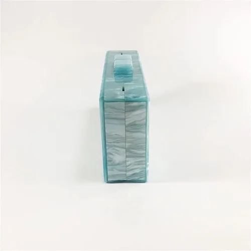 Vista 3 de ZLXDP - Bolso de mano de acrílico para noche, bolso de mano con cadena azul claro, bolso cruzado de retazos, bolso de fiesta para mujer