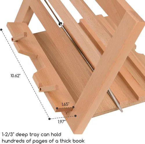 Vista 6 de MEEDEN - Soporte para libros con clips para página: 13.39" x 9.25" Soporte plegable ajustable para MacBook de madera de haya para documentos