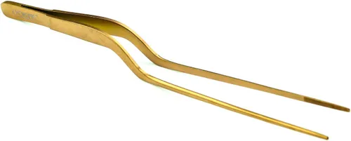 Vista 8 de O'Creme Pinzas de acero inoxidable de precisión para cocina culinaria de 8 pulgadas (8 pulgadas curvas, negro)