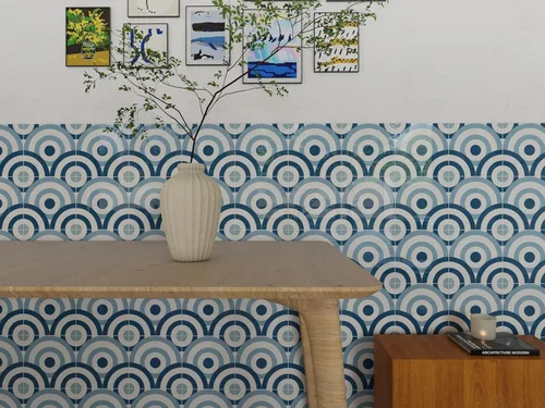 Vista 4 de COLAMO Azulejos de Lujo 10 Piezas Azul Brillante Despegar y Pegar, Autoadhesivos para Salpicadero de Cocina para Pared de Acento, Azulejo de Pared