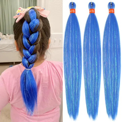 Vista 31 de Cabello trenzado preestirado ombré, extensiones de cabello trenzado sedoso, sin picazón, trenzas de cabello trenzado de ganchillo con textura Yaki
