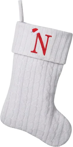 Vista 74 de Medias de Navidad personalizadas de 19 pulgadas con iniciales bordadas, medias de Navidad de punto negro para decoraciones de vacaciones familiares
