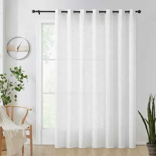 Vista 11 de FMFUNCTEX - Cortinas de puerta corrediza natural de 84" de lino transparente para sala de estar, divisor de 100" de ancho, cortinas extra anchas