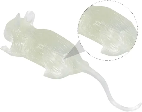 Vista 2 de 20 piezas de accesorios de ratón falsos luminosos para Halloween, decoración espeluznante ligera y espeluznante para fiestas de casa embrujada