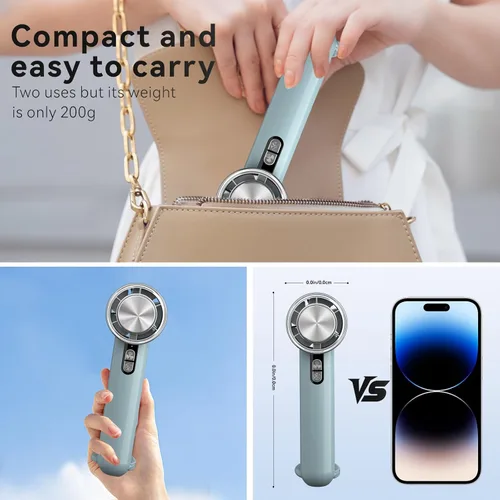 Vista 3 de Ventilador de refrigeración de mano, ventilador portátil de aire acondicionado de 5 velocidades, mini ventilador recargable con USB para mujeres