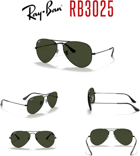 Vista 6 de Ray-Ban RB3025 - Lentes de sol de aviador de metal para hombre y mujer + paquete con kit de cuidado de gafas iWear de diseñador