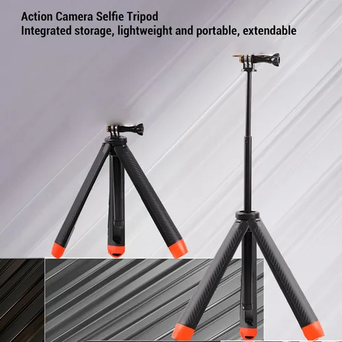 Vista 2 de Mini trípode extensible para cámara, 4 en 1 para selfie stick trípode flotante para selfie stick o agarre con tornillo de 1/4 pulgadas para Action 5