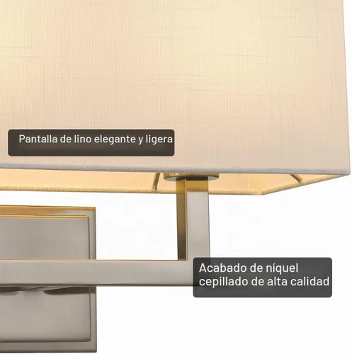 Vista 2 de Kira Home Haven - Aplique de pared moderno de mediados de siglo con 2 luces Níquel cepillado