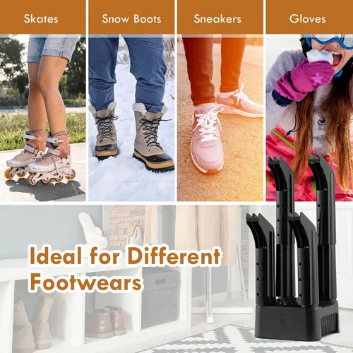 Vista 7 de Safstar - Secadora eléctrica de zapatos, secadora de botas de zapatos de 4 tubos con soplador de calor, temporizador de 180 minutos, protección