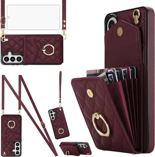 Vista 18 de Asuwish Funda de teléfono para Samsung Galaxy S26 Ultra 5G Wallet Cell Cover con protector de pantalla de vidrio templado, correa para la muñeca