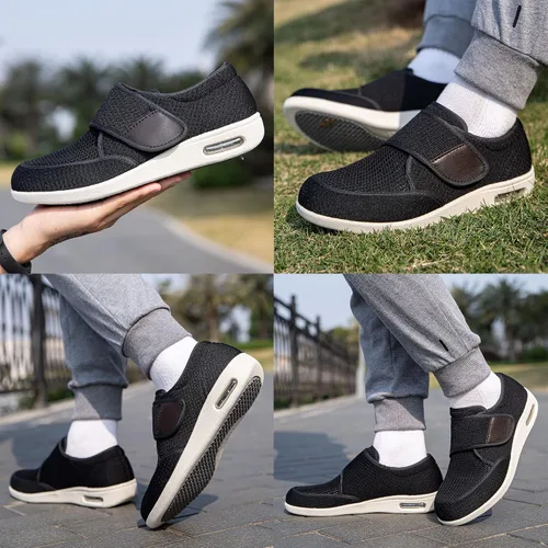 Vista 6 de youyun Zapatos para diabéticos de hombre de ancho X-ancho para hombres mayores, cierre ajustable, transpirables, ligeros, antideslizantes para pies