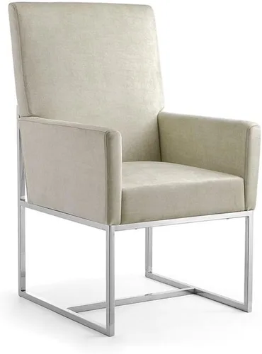 Vista 4 de Eden Home Juego de sillones de comedor de terciopelo de 2 piezas en champán blanco roto