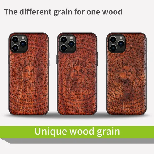 Vista 7 de Carveit Funda de madera para iPhone 11 Pro Max [madera natural y TPU suave negro] a prueba de golpes, funda protectora de madera compatible con 11