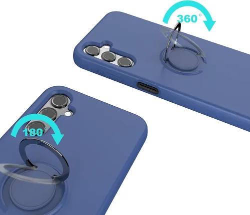 Vista 5 de Ailiber Funda para Galaxy A14 5G, Samsung A14 con protector de pantalla, soporte de anillo ajustable, forro suave antiarañazos, silicona delgada a
