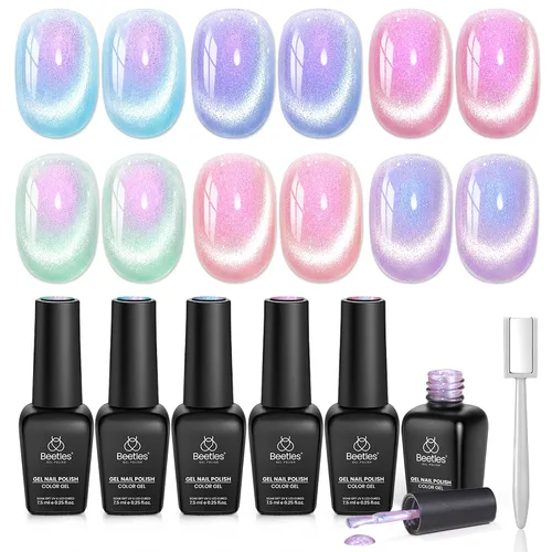 Vista 16 de Beetles - Juego de esmaltes de gel azul, Ocean Range, juego de 6 colores de esmalte de uñas de gel azul A - Azul Ocean Range