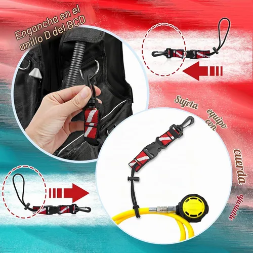 Vista 3 de Paquete de 2 clips de cordón para buceo con hebilla de liberación rápida