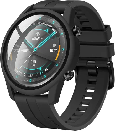 Vista 5 de Protector de pantalla de reloj compatible con Huawei GT2 de 1.63 pulgadas, ultra delgado, HD, vidrio templado, protección general, cubierta dura