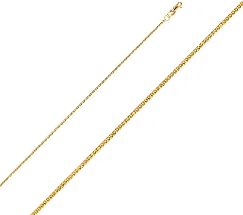Vista 2 de Wellingsale 14K Solid Gold Square Wheat Chains (Select Options)
