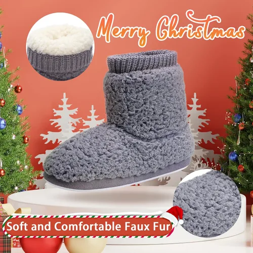 Vista 3 de Pantuflas cómodas y cálidas de forro polar sintético para mujer, con forro de felpa, suela antideslizante para interiores y exteriores