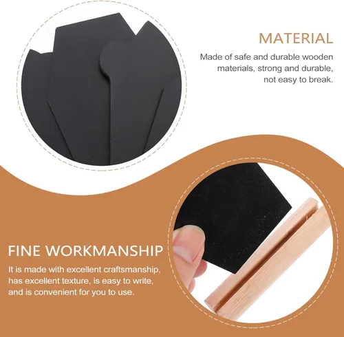 Vista 4 de Amosfun 4 letreros de pizarra de doble cara con base de madera en forma de lápida para tiendas, bodas, cocina, hogar, decoración de fiesta