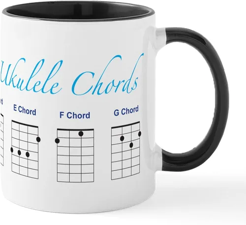 Vista 45 de CafePress Peace Love - Taza de café de cerámica para ukelele (11 oz (11.0 fl oz)