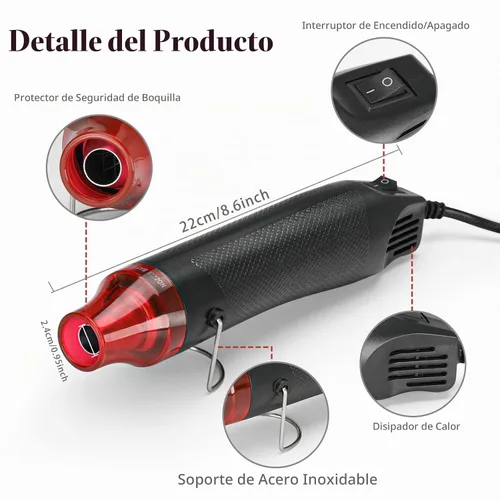 Vista 2 de Kit de tubos termorretráctiles, mini pistola de calor + 328 tubos