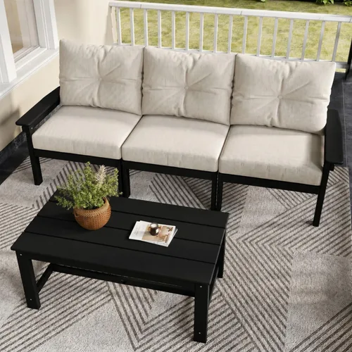 Vista 14 de Juego de muebles de patio HDPE de 13 piezas con mesas