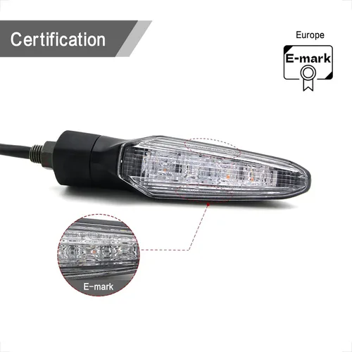 Vista 5 de Universal DC 12V E-Mark certificado impermeable duradero resistente a los rayos UV LED señales de giro 4 piezas lente transparente para motocicleta